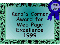 Kara's Corner Award for Webpage Excellence