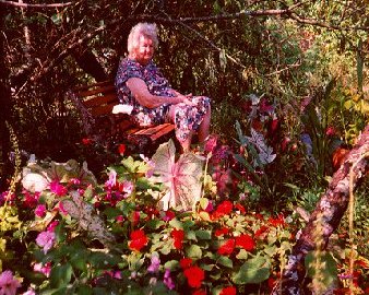 Mother on Bench in Garden